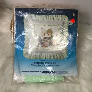 Precious Moments Pillow Needlecraft Kit 1980s; Vintage Needlecraft Paragon